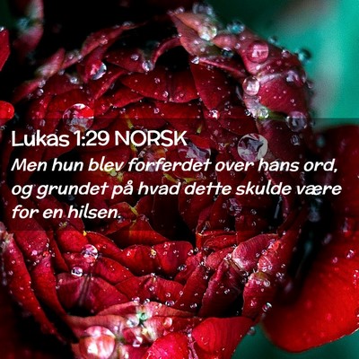 Picture 02 - Lukas 1:29 NORSK - Men hun blev forferdet over hans ord, og grundet - Bible Verse Picture