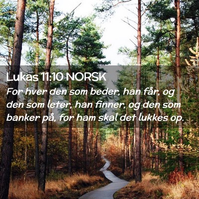 Picture 02 - Lukas 11:10 NORSK - For hver den som beder, han får, og den som - Bible Verse Picture