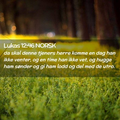 Picture 02 - Lukas 12:46 NORSK - da skal denne tjeners herre komme en dag han ikke - Bible Verse Picture
