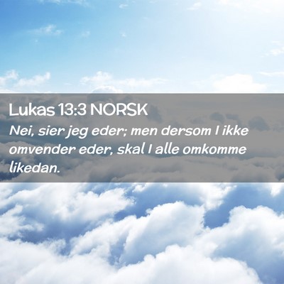 Picture 02 - Lukas 13:3 NORSK - Nei, sier jeg eder; men dersom I ikke omvender - Bible Verse Picture