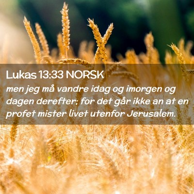 Picture 02 - Lukas 13:33 NORSK - men jeg må vandre idag og imorgen og dagen - Bible Verse Picture