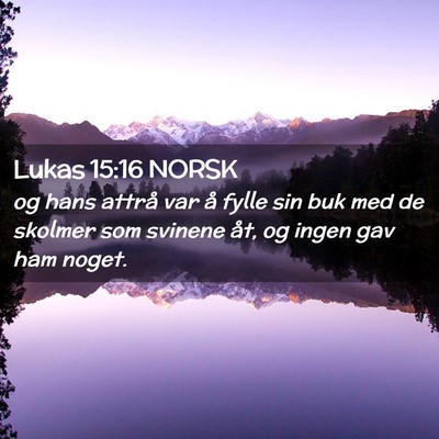Picture 02 - Lukas 15:16 NORSK - og hans attrå var å fylle sin buk med de - Bible Verse Picture