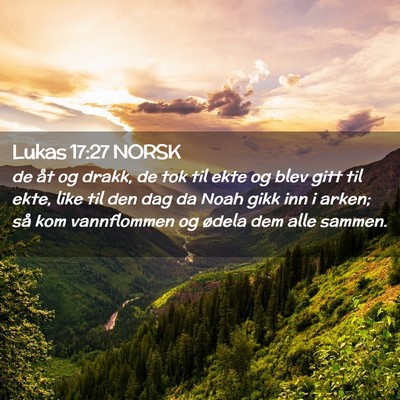Picture 02 - Lukas 17:27 NORSK - de åt og drakk, de tok til ekte og blev gitt til - Bible Verse Picture