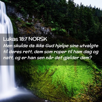 Picture 02 - Lukas 18:7 NORSK - Men skulde da ikke Gud hjelpe sine utvalgte til - Bible Verse Picture