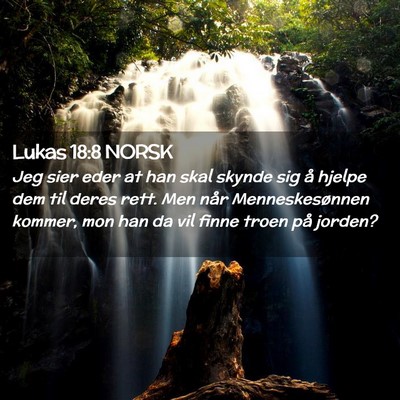 Picture 02 - Lukas 18:8 NORSK - Jeg sier eder at han skal skynde sig å hjelpe - Bible Verse Picture