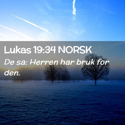 Picture 02 - Lukas 19:34 NORSK - De sa: Herren har bruk for - Bible Verse Picture