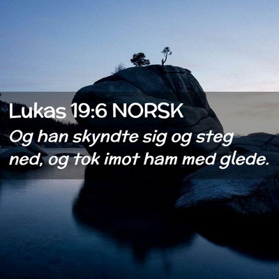 Picture 02 - Lukas 19:6 NORSK - Og han skyndte sig og steg ned, og tok imot ham - Bible Verse Picture