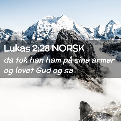 Picture 02 - Lukas 2:28 NORSK - da tok han ham på sine armer og lovet Gud og - Bible Verse Picture