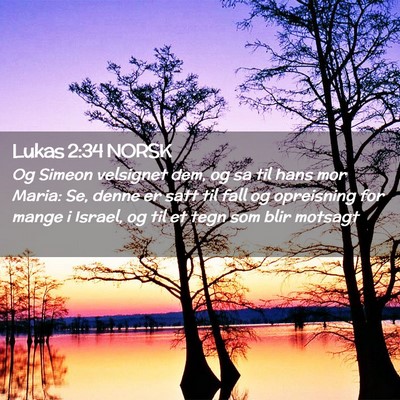Picture 02 - Lukas 2:34 NORSK - Og Simeon velsignet dem, og sa til hans mor - Bible Verse Picture