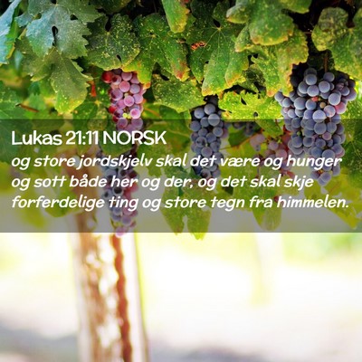 Picture 02 - Lukas 21:11 NORSK - og store jordskjelv skal det være og hunger og - Bible Verse Picture