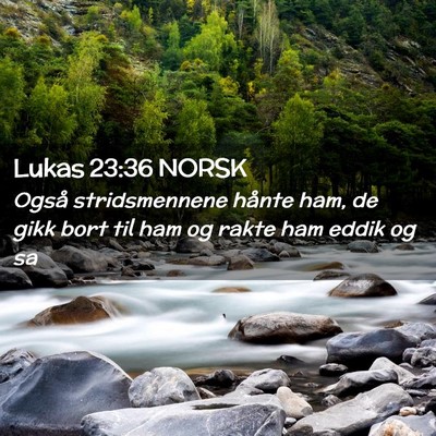 Picture 02 - Lukas 23:36 NORSK - Også stridsmennene hånte ham, de gikk bort til - Bible Verse Picture