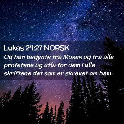 Picture 02 - Lukas 24:27 NORSK - Og han begynte fra Moses og fra alle profetene og - Bible Verse Picture
