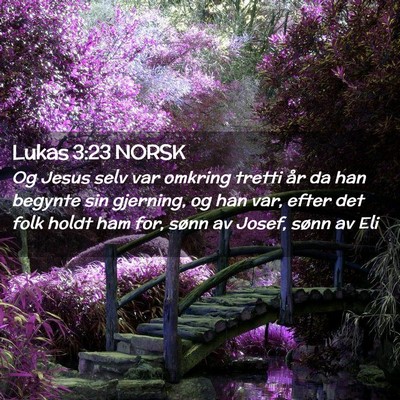 Picture 02 - Lukas 3:23 NORSK - Og Jesus selv var omkring tretti år da han - Bible Verse Picture