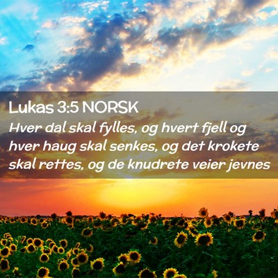 Picture 02 - Lukas 3:5 NORSK - Hver dal skal fylles, og hvert fjell og hver haug - Bible Verse Picture
