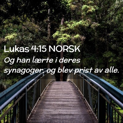 Picture 02 - Lukas 4:15 NORSK - Og han lærte i deres synagoger, og blev prist av - Bible Verse Picture
