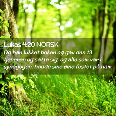 Picture 02 - Lukas 4:20 NORSK - Og han lukket boken og gav den til tjeneren og - Bible Verse Picture