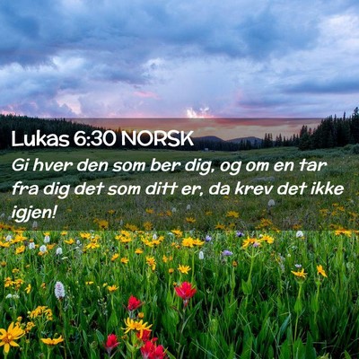 Picture 02 - Lukas 6:30 NORSK - Gi hver den som ber dig, og om en tar fra dig det - Bible Verse Picture