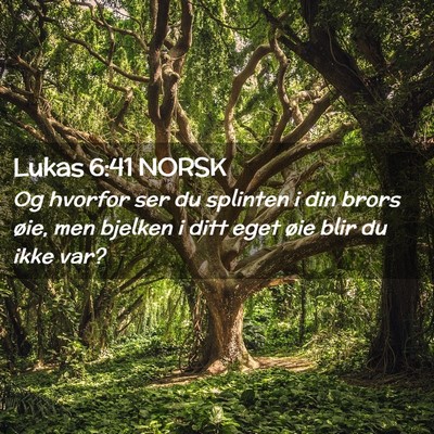 Picture 02 - Lukas 6:41 NORSK - Og hvorfor ser du splinten i din brors øie, men - Bible Verse Picture