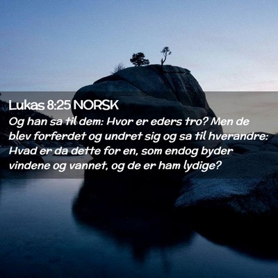 Picture 02 - Lukas 8:25 NORSK - Og han sa til dem: Hvor er eders tro? Men de blev - Bible Verse Picture