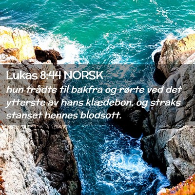 Picture 02 - Lukas 8:44 NORSK - hun trådte til bakfra og rørte ved det ytterste - Bible Verse Picture