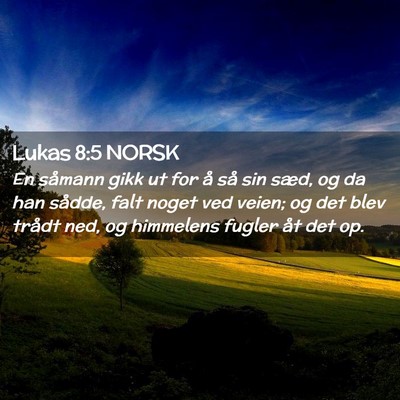 Picture 02 - Lukas 8:5 NORSK - En såmann gikk ut for å så sin sæd, og da han - Bible Verse Picture