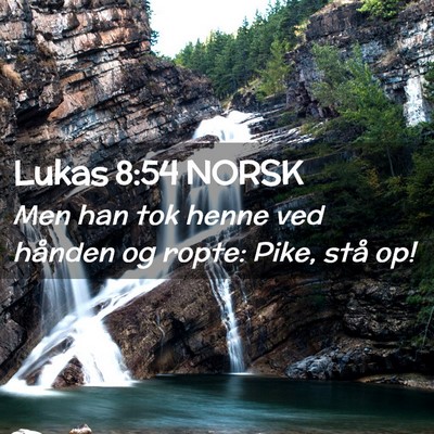 Picture 02 - Lukas 8:54 NORSK - Men han tok henne ved hånden og ropte: Pike, - Bible Verse Picture