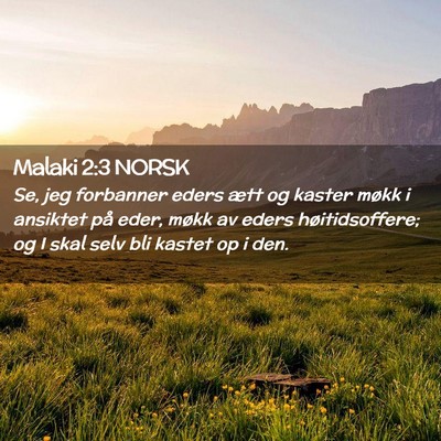 Picture 02 - Malaki 2:3 NORSK - Se, jeg forbanner eders ætt og kaster møkk i - Bible Verse Picture