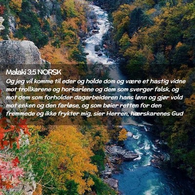 Picture 02 - Malaki 3:5 NORSK - Og jeg vil komme til eder og holde dom og være - Bible Verse Picture