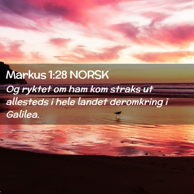 Picture 02 - Markus 1:28 NORSK - Og ryktet om ham kom straks ut allesteds i hele - Bible Verse Picture