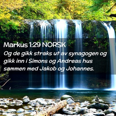 Picture 02 - Markus 1:29 NORSK - Og de gikk straks ut av synagogen og gikk inn i - Bible Verse Picture