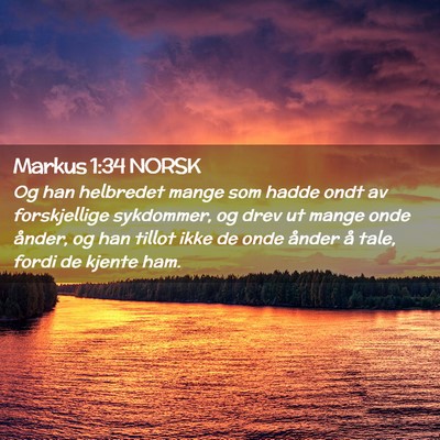 Picture 02 - Markus 1:34 NORSK - Og han helbredet mange som hadde ondt av - Bible Verse Picture