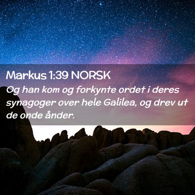 Picture 02 - Markus 1:39 NORSK - Og han kom og forkynte ordet i deres synagoger - Bible Verse Picture