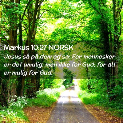 Picture 02 - Markus 10:27 NORSK - Jesus så på dem og sa: For mennesker er det - Bible Verse Picture