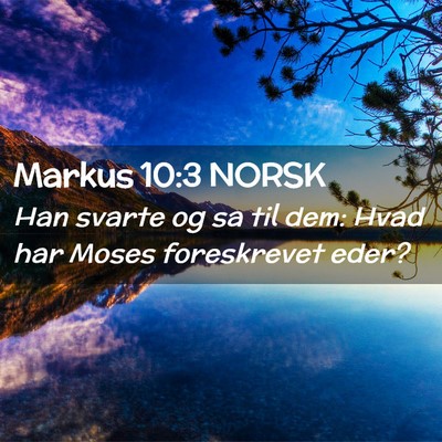 Picture 02 - Markus 10:3 NORSK - Han svarte og sa til dem: Hvad har Moses - Bible Verse Picture
