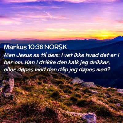 Picture 02 - Markus 10:38 NORSK - Men Jesus sa til dem: I vet ikke hvad det er I - Bible Verse Picture