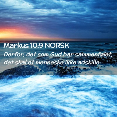 Picture 02 - Markus 10:9 NORSK - Derfor, det som Gud har sammenføiet, det skal et - Bible Verse Picture