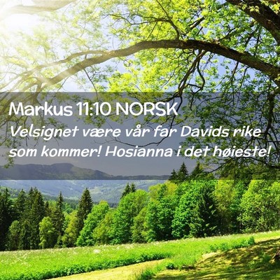 Picture 02 - Markus 11:10 NORSK - Velsignet være vår far Davids rike som kommer! - Bible Verse Picture