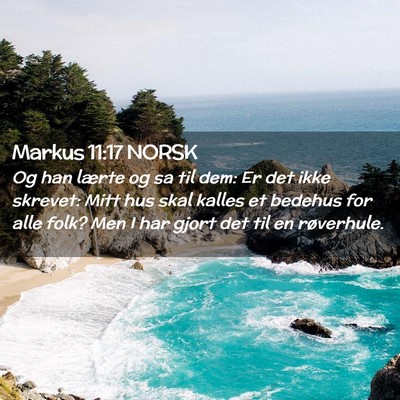 Picture 02 - Markus 11:17 NORSK - Og han lærte og sa til dem: Er det ikke skrevet: - Bible Verse Picture