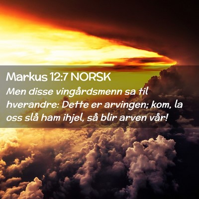 Picture 02 - Markus 12:7 NORSK - Men disse vingårdsmenn sa til hverandre: Dette - Bible Verse Picture