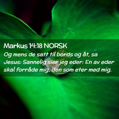 Picture 02 - Markus 14:18 NORSK - Og mens de satt til bords og åt, sa Jesus: - Bible Verse Picture