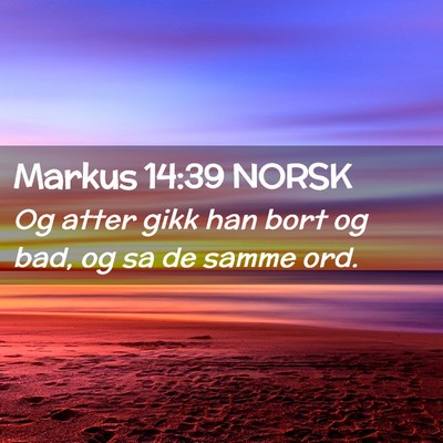 Picture 02 - Markus 14:39 NORSK - Og atter gikk han bort og bad, og sa de samme - Bible Verse Picture