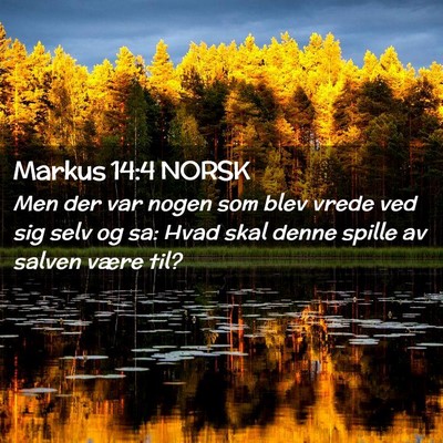 Picture 02 - Markus 14:4 NORSK - Men der var nogen som blev vrede ved sig selv og - Bible Verse Picture