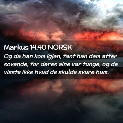 Picture 02 - Markus 14:40 NORSK - Og da han kom igjen, fant han dem atter sovende; - Bible Verse Picture
