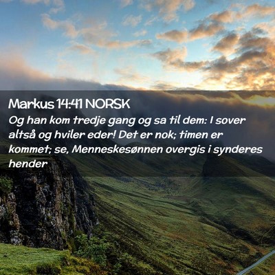 Picture 02 - Markus 14:41 NORSK - Og han kom tredje gang og sa til dem: I sover - Bible Verse Picture