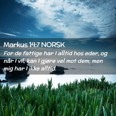 Picture 02 - Markus 14:7 NORSK - For de fattige har I alltid hos eder, og når I - Bible Verse Picture