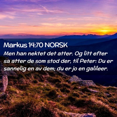 Picture 02 - Markus 14:70 NORSK - Men han nektet det atter. Og litt efter sa atter - Bible Verse Picture