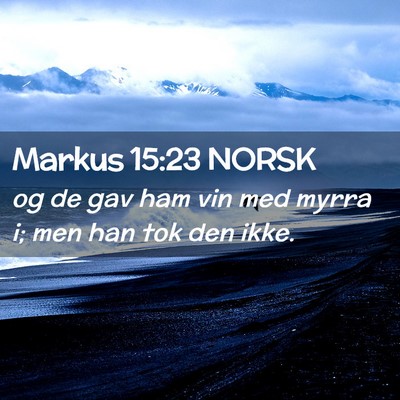 Picture 02 - Markus 15:23 NORSK - og de gav ham vin med myrra i; men han tok den - Bible Verse Picture