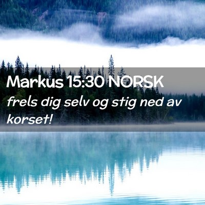 Picture 02 - Markus 15:30 NORSK - frels dig selv og stig ned av - Bible Verse Picture