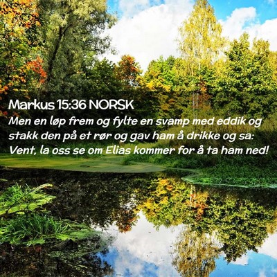 Picture 02 - Markus 15:36 NORSK - Men en løp frem og fylte en svamp med eddik og - Bible Verse Picture