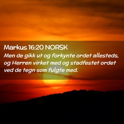 Picture 02 - Markus 16:20 NORSK - Men de gikk ut og forkynte ordet allesteds, og - Bible Verse Picture